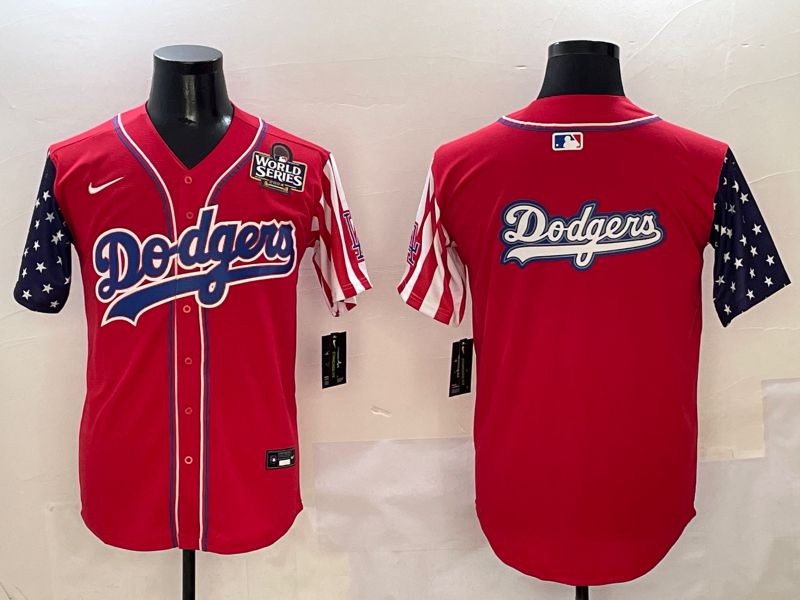 Men Los Angeles Dodgers Blank Red a generation of national flags Joint name 2025 Nike MLB Jersey style 21